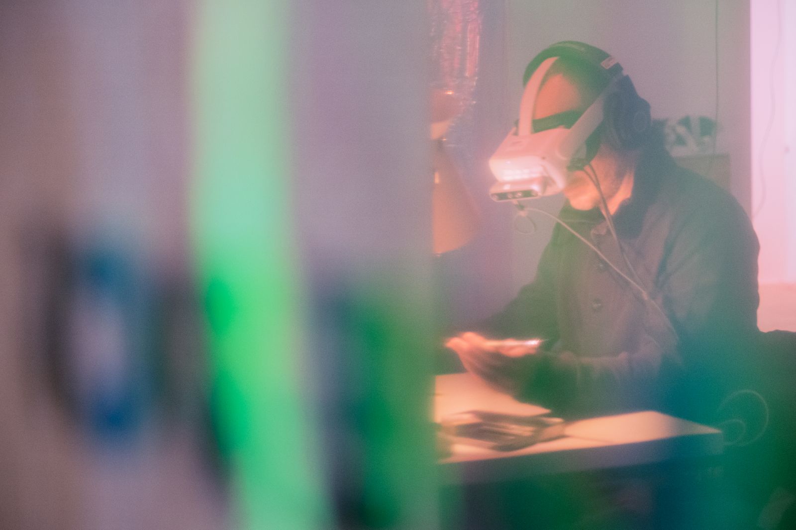 A man with a VR headset