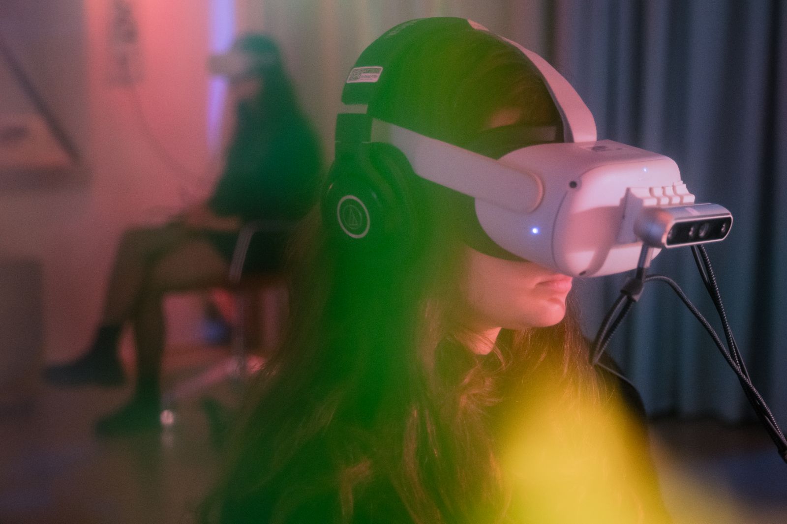 A woman with a VR headset